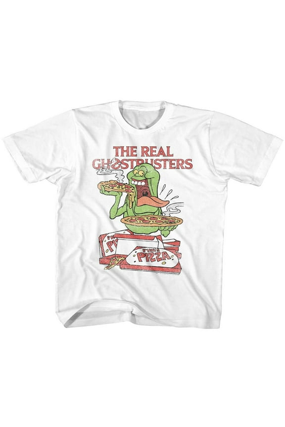 The Real Ghostbusters Slimer And Pizza White Toddler T-Shirt