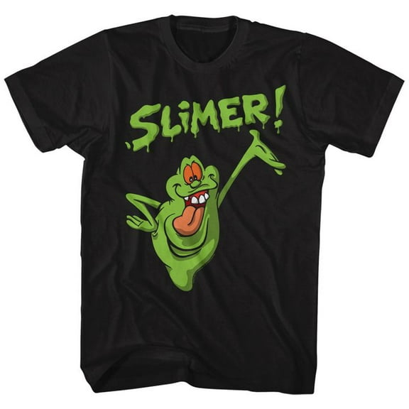 The Real Ghostbusters Slimer Black Adult T-Shirt Xlt