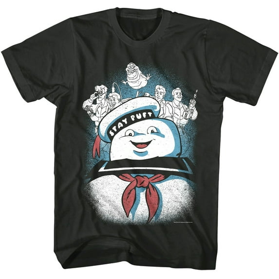Ghostbusters and Stay Puft Marshmallow Man Men's T Shirt (Charcoal, AdultXL)