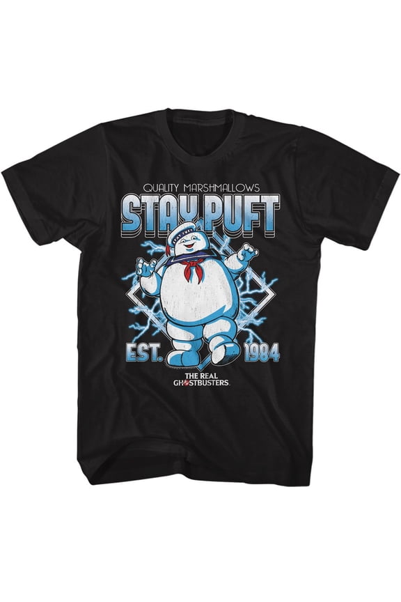 The Real Ghostbusters Stay Puft Electricity Black T-Shirt