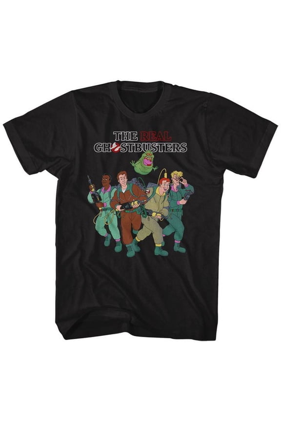 The Real Ghostbusters The Whole Crew Black Adult T-Shirt 2Xlt