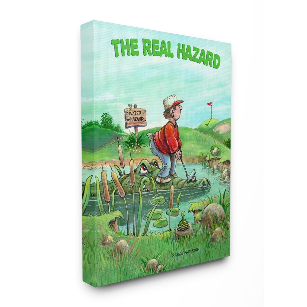 The Real Hazard Funny Golf Cartoon Sports Design XXL Stretched Canvas Wall Art by Gary Patterson
