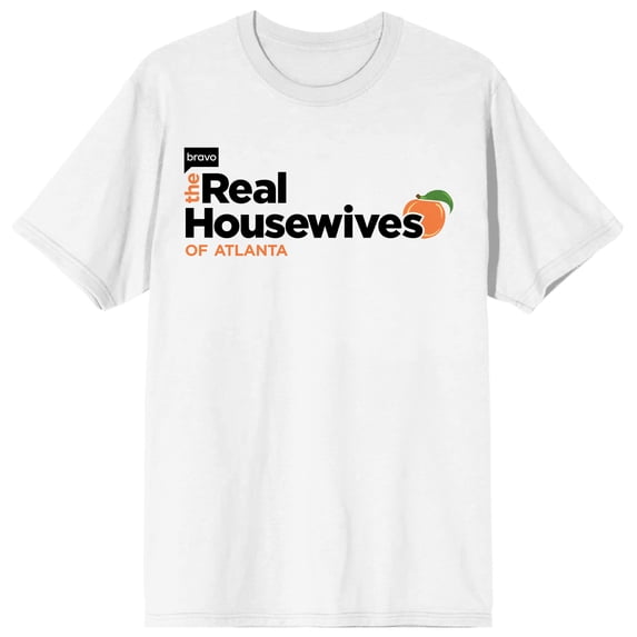 The Real Housewives Of Atlanta Peach Logo Women's White Crew Neck Short Sleeve T-shirt-Small