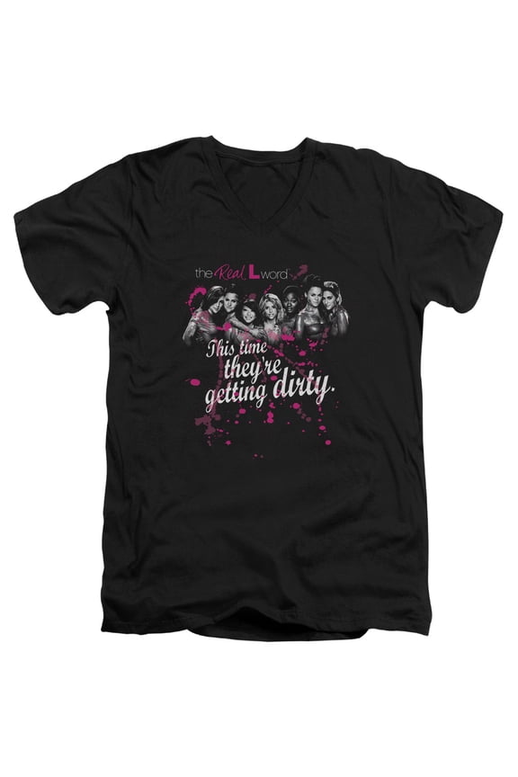 The Real L Word Dirty Adult V-Neck T-Shirt Black