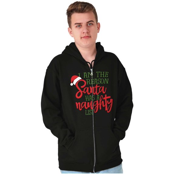 The Reason Santa Has A Naughty List Unisex Fleece Graphic Zip Up Hoodie Brisco Brands 3X