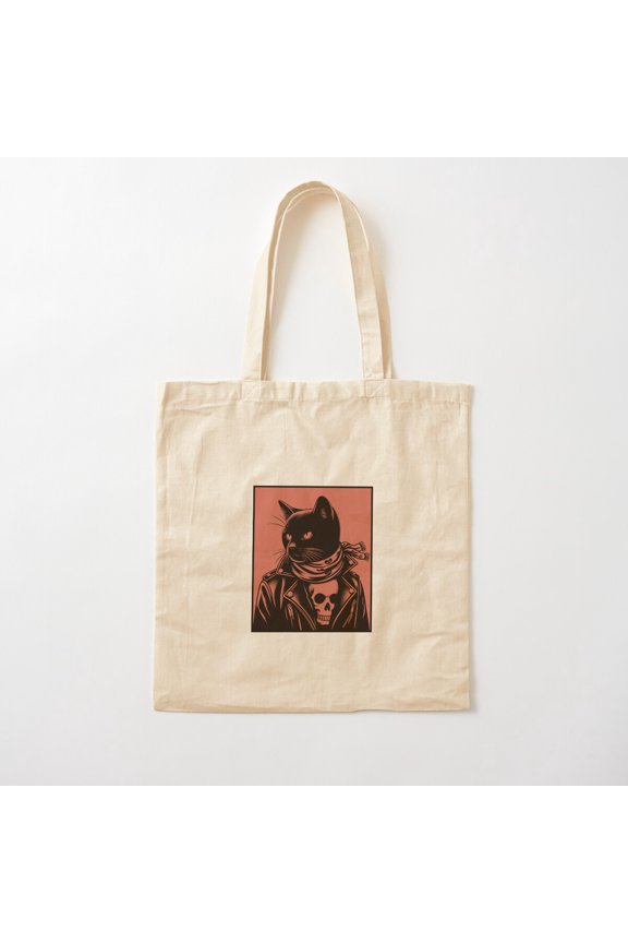 The Rebel Cat Canvas Tote Bags, Reusable Shopping Bag