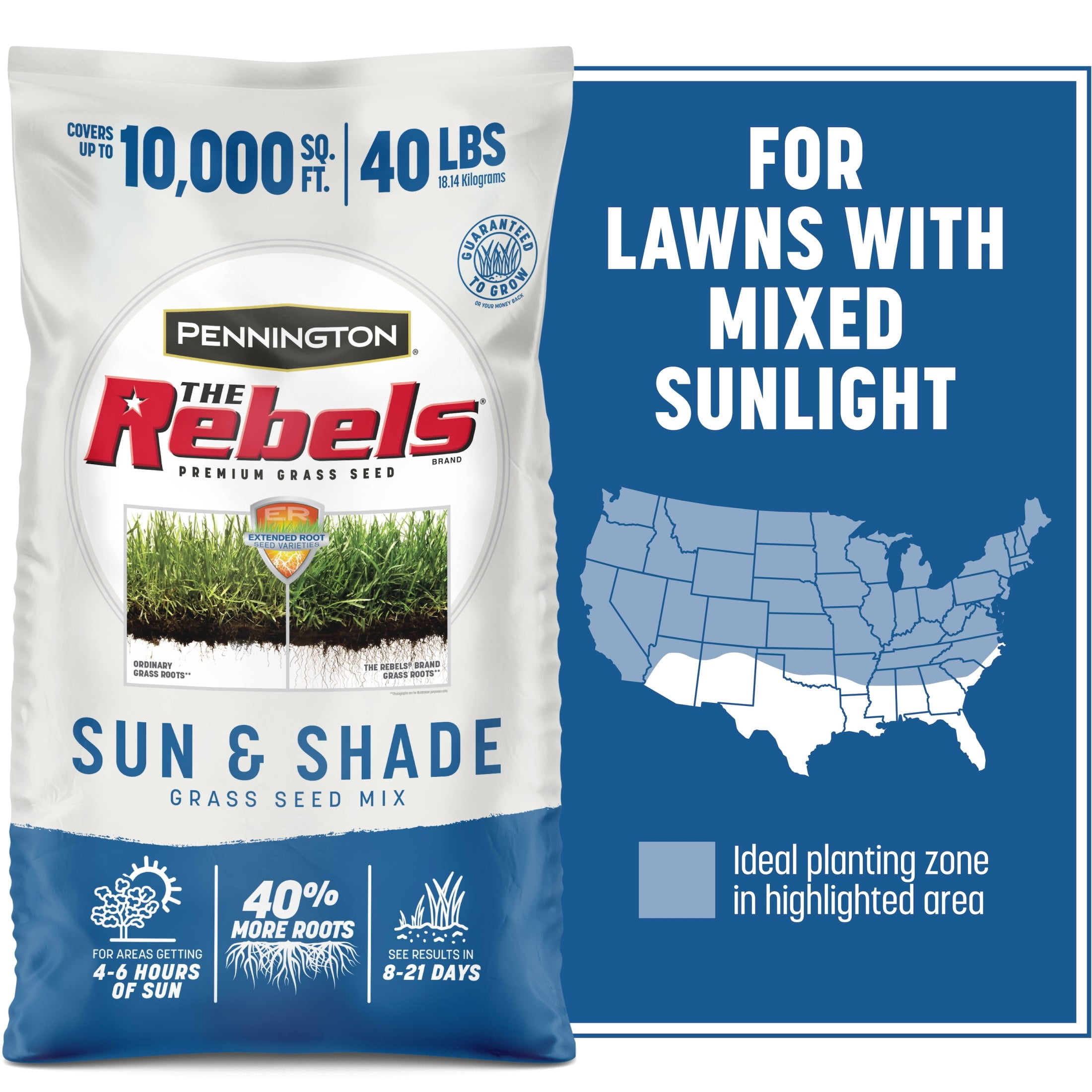 Pennington The Rebels Sun and Shade Grass Seed Mix 40 Pounds