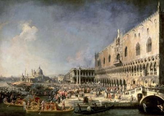 The Reception of the French Ambassador in Venice Canvas Art - Canaletto (20 x 28)