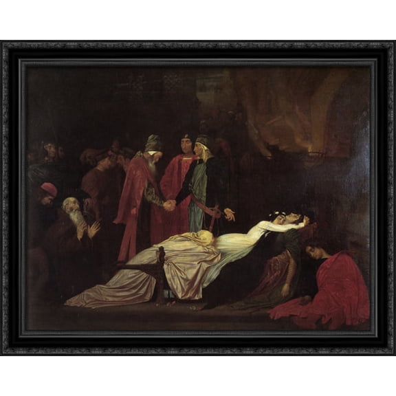The Reconciliation of the Montagues and Capulets over the Dead Bodies of Romeo and Juliet 34x28 Large Black Ornate Wood Framed Canvas Art by Lord Frederick Leighton