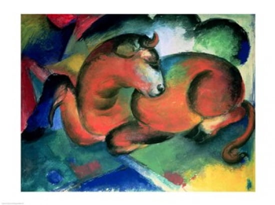 The Red Bull 191 Canvas Art - Franz Marc (24 x 18)