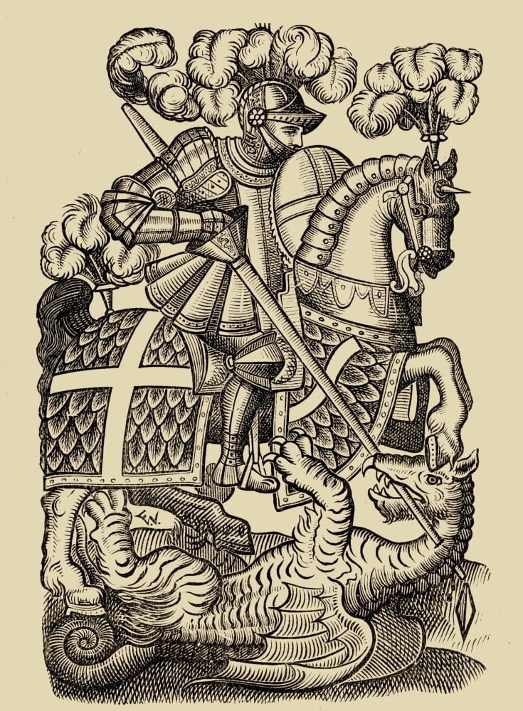 The Red Cross Knight From The First Edition Of The Fairy Queene 1590 Canvas Art - Ken Welsh Design Pics (13 x 17)