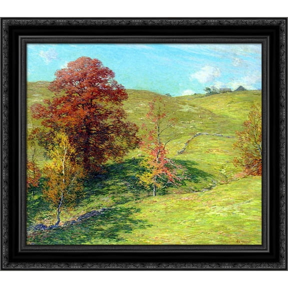 The Red Oak (no.2) 20x20 Black Ornate Wood Framed Canvas Art by Metcalf, Willard