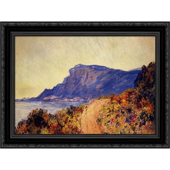 The Red Road at Cap Martin, near Menton 24x20 Black Ornate Wood Framed Canvas Art by Monet, Claude