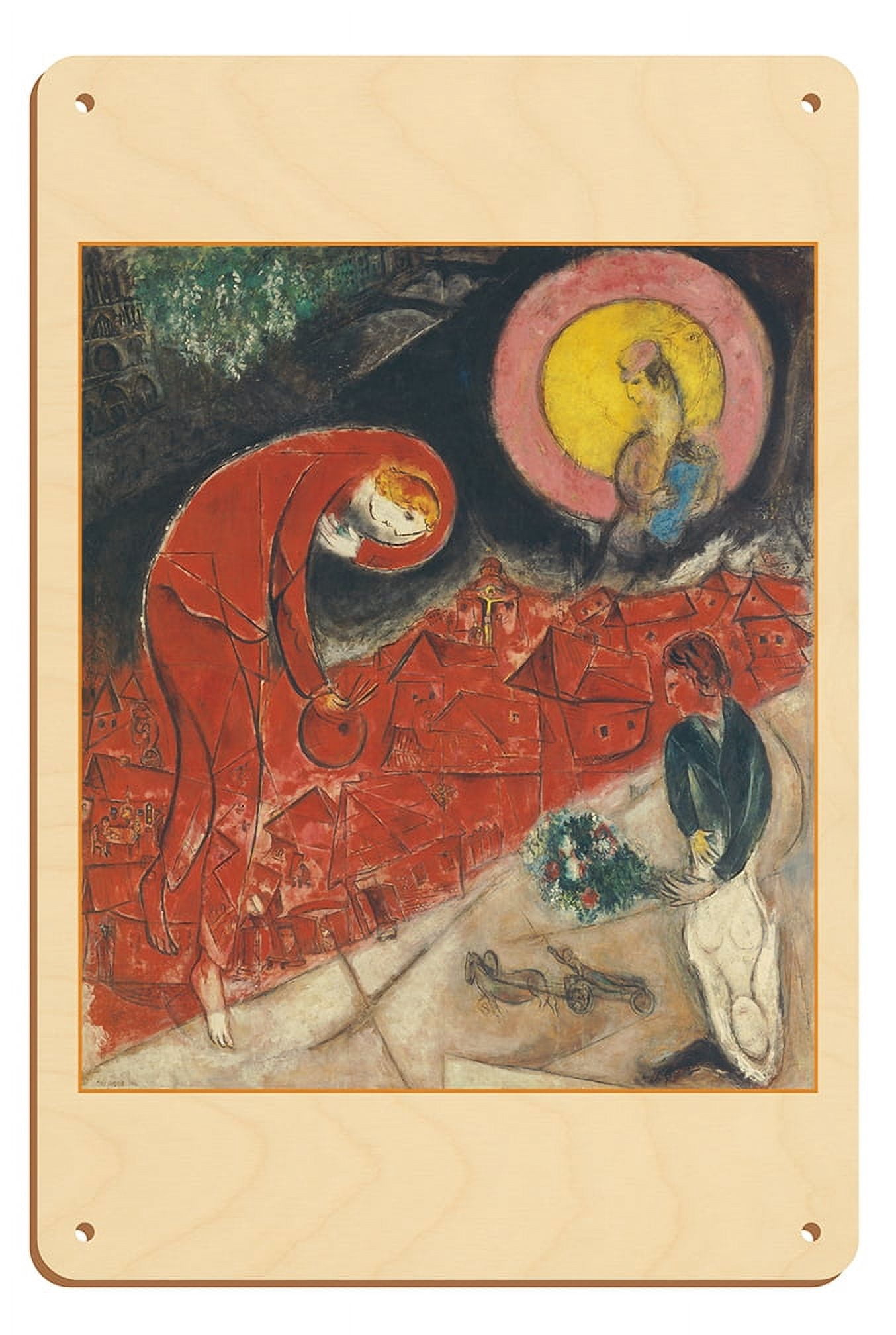 The Red Roofs - From an Original Color Painting by Marc Chagall c.1953 ...