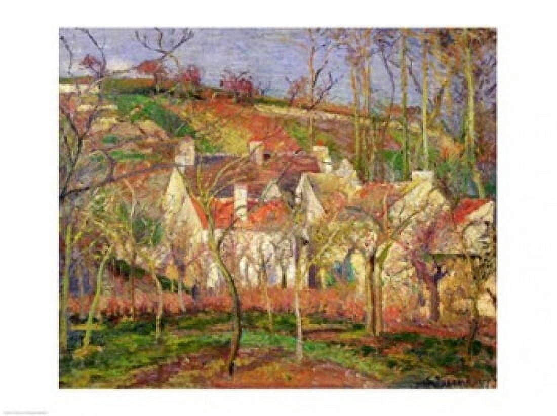 The Red Roofs or Corner of a Village Winter 1877 Canvas Art - Camille Pissarro (24 x 18)