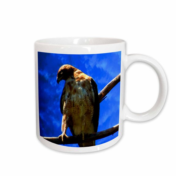 3drose, the Red Tailed Hawk Perched Up High in a Tree, on the Hunt for Prey, 15oz Mug