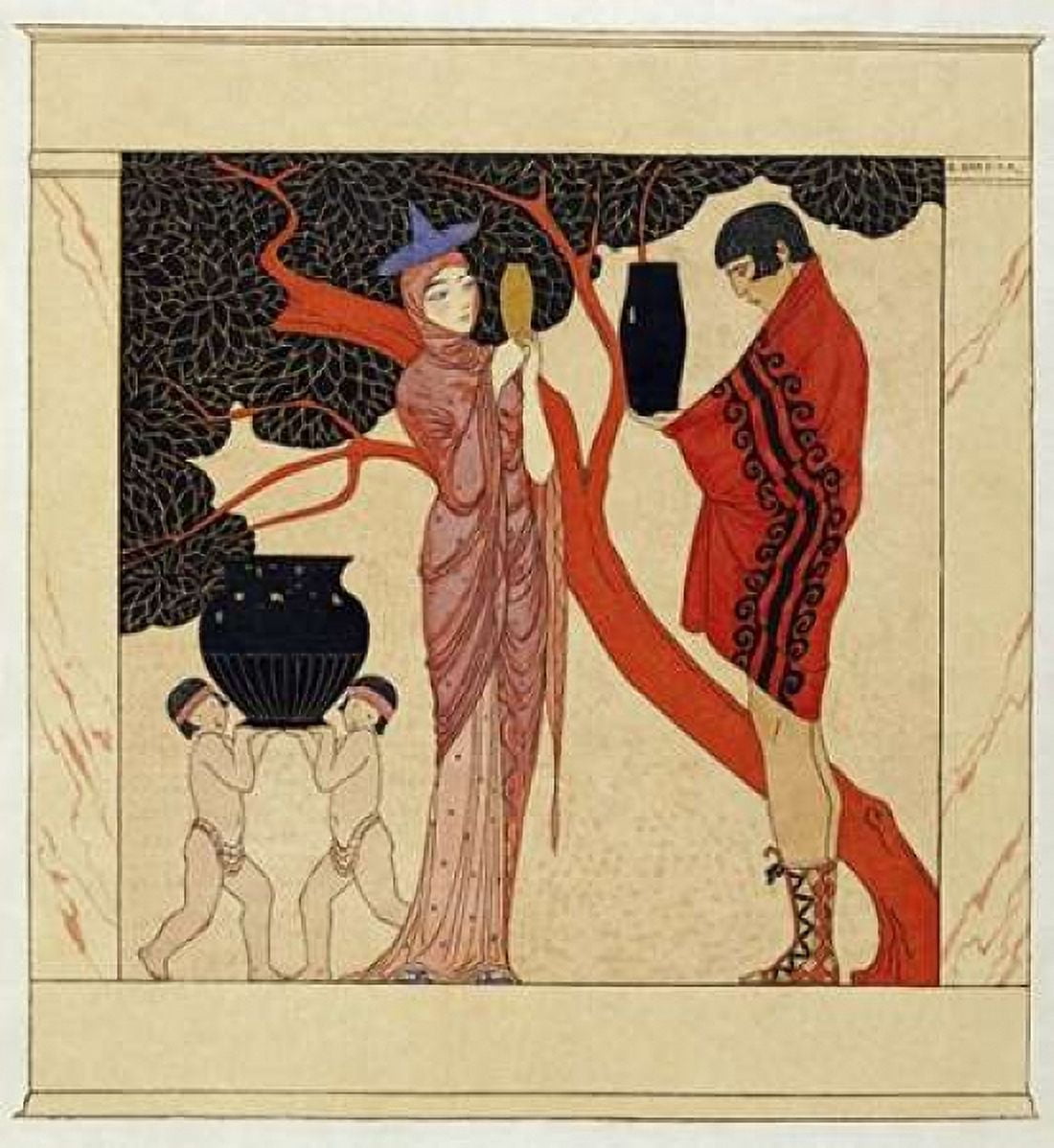 The Red Tree Canvas Art - Georges Barbier (24 x 24)