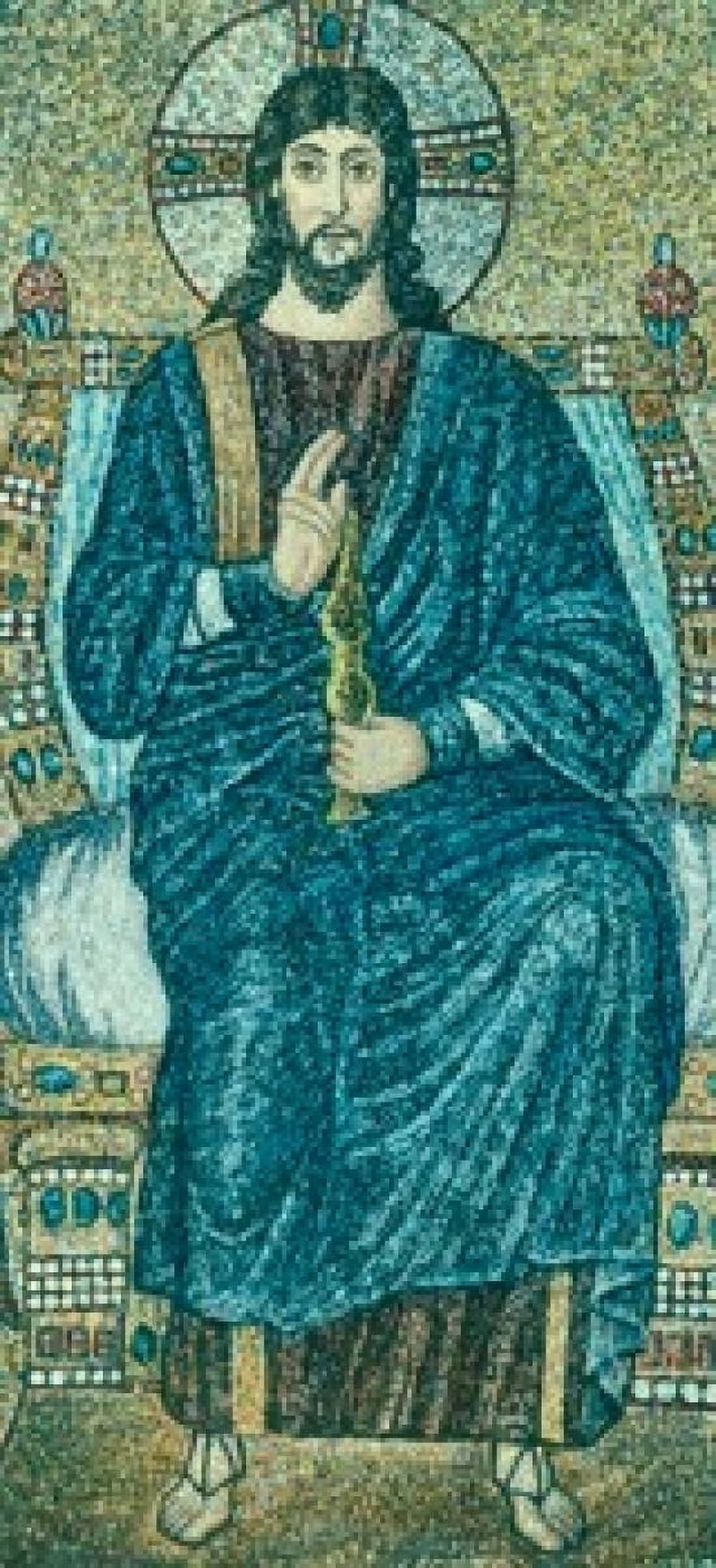 The Redeemer Enthroned mosaic 6th Century Canvas Art - (24 x 36)