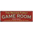 thumbnail image 1 of The Reeves Family Gift Red Game Room Metal 6x18 Sign 206180038469, 1 of 1