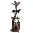 thumbnail image 1 of The Refined Feline Lotus Cat Tower, Mahogany, 1 of 6