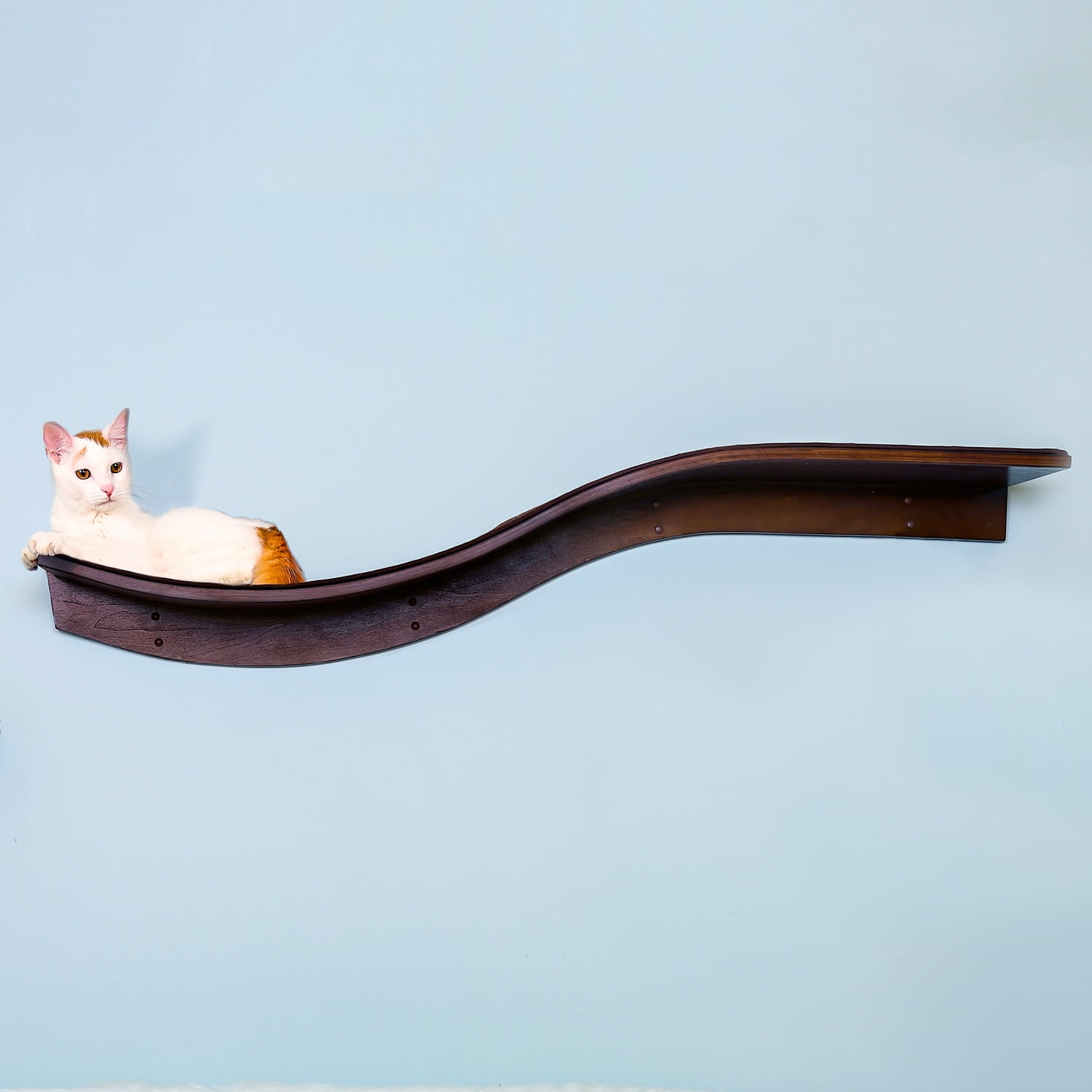 The Refined Feline Lotus Branch Cat Shelf Right Facing - Wall-Mounted Wood Cat Furniture With Replaceable Carpet