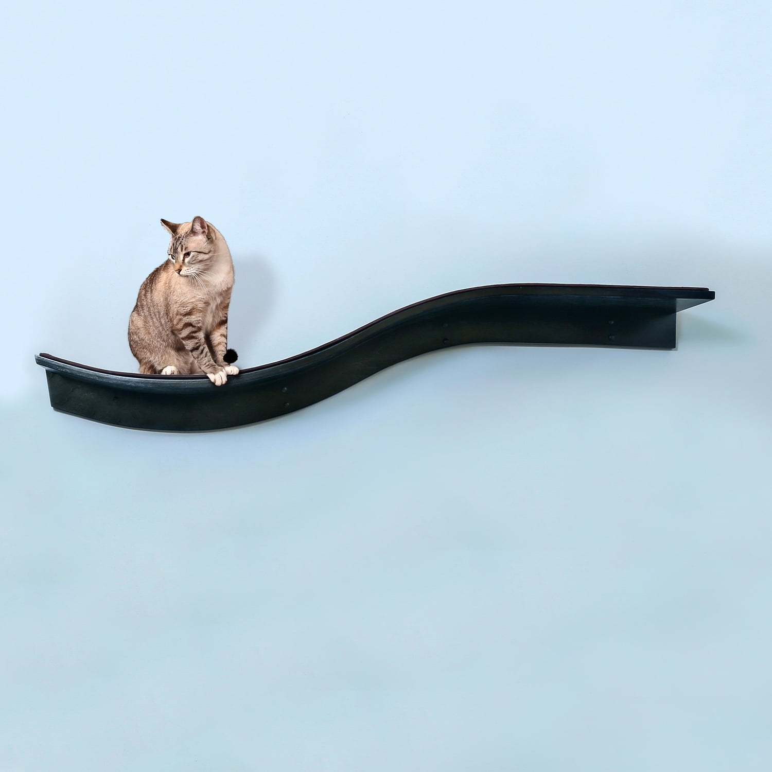 The Refined Feline Lotus Branch Cat Shelf Right Facing - Wall-Mounted Wood Cat Furniture With Replaceable Carpet
