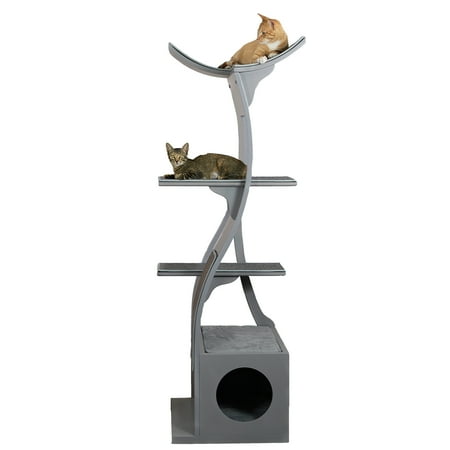 The Refined Feline Lotus Cat Tower, Smoke
