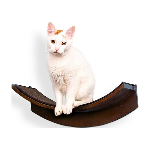 The Refined Feline, Lotus Leaf Cat Shelf, Mahogany