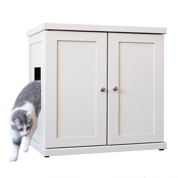 The Refined Feline Refined Litter Box Deluxe, Large, White, Modern Style