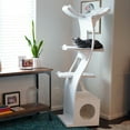 thumbnail image 1 of The Refined Feline 's Lotus Color Cat Tower White, 1 of 5