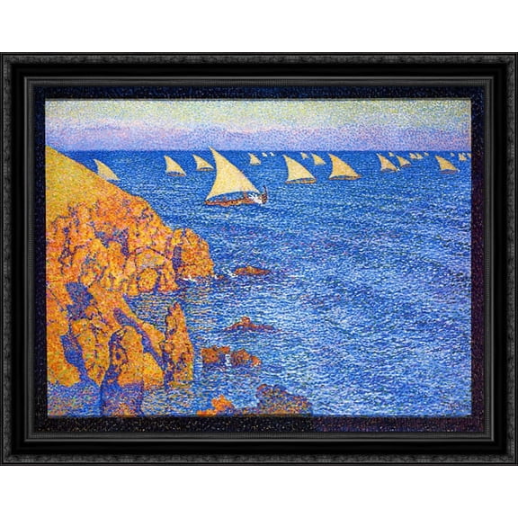 The Regata 34x28 Large Black Ornate Wood Framed Canvas Art by Theo van Rysselberghe
