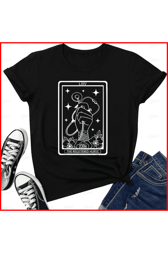 The Registered Nurse Tarot Card RN Stethoscope Witchy Nurse Gothic Unisex T-Shirt, S-5XL