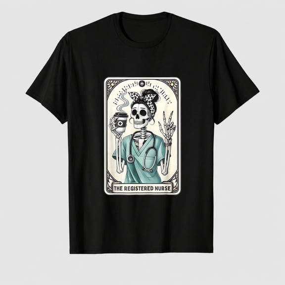 The Registered Nurse Tarot Card Skeleton RN Nursing Doctor T-Shirt