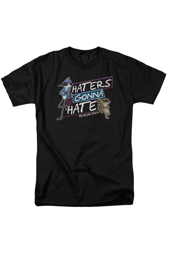 The Regular Show Haters Gonna Hate T Shirt Mens Licensed Cartoon Merch Black
