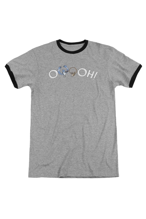 The Regular Show - Ooooh - Heather Ringer Short Sleeve Shirt - Large