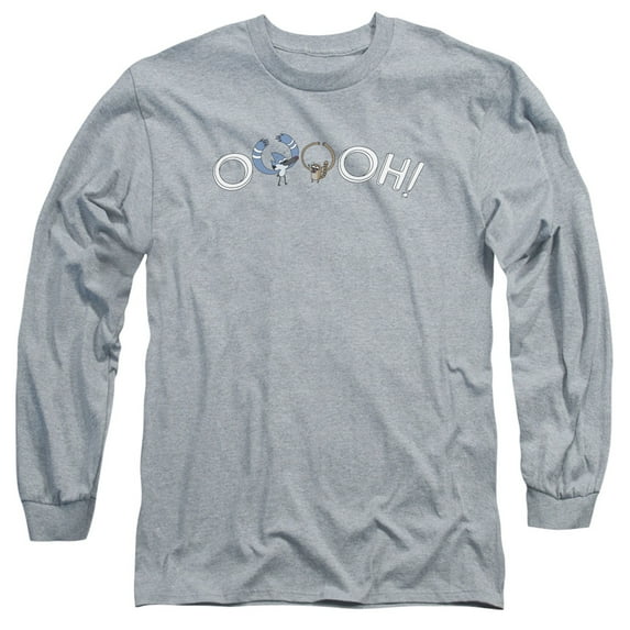 The Regular Show Ooooh Long Sleeve Adult 18/1 T-Shirt Athletic Heather