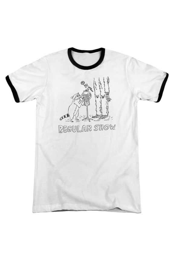 The Regular Show - Tattoo Art - Heather Ringer Short Sleeve Shirt - Medium