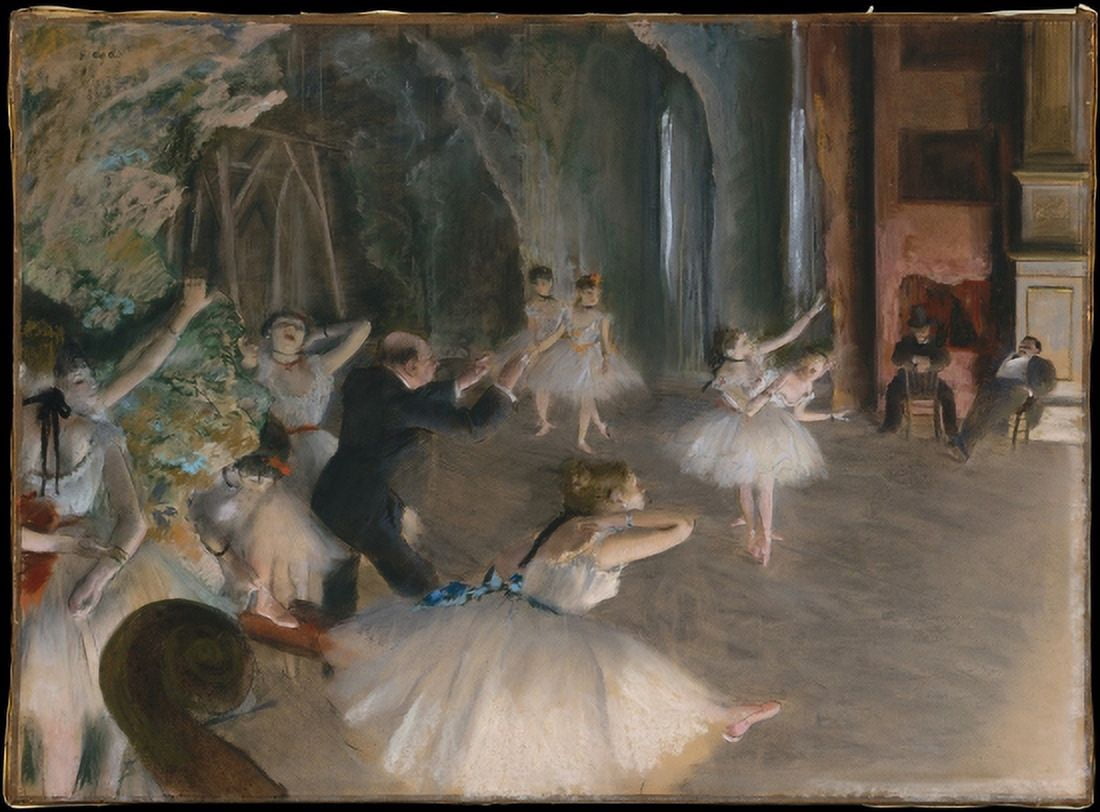 The Rehearsal Onstage Canvas Art - Edgar Degas (24 x 36)