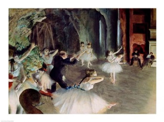 The Rehearsal of the Ballet on Stage Canvas Art - Edgar Degas (24 x 18)