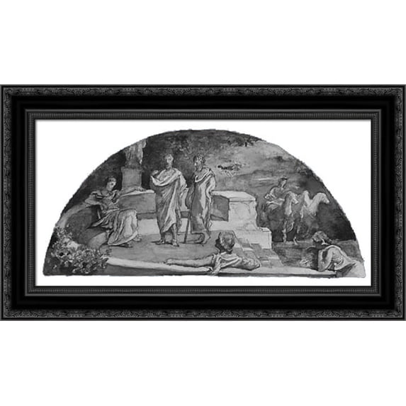 The Relation of the Individual to the State: Socrates and His Friends Discuss "The Republic," as in Plato's Account 24x16 Black Ornate Wood Framed Canvas Art by LaFarge, John