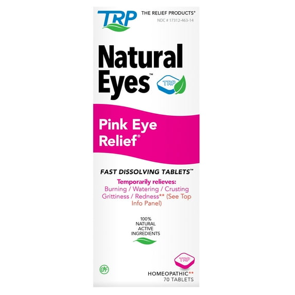 The Relief Products, Natural Eyes, Pink Eye Relief, Fast Dissolving Tablets, 70 Ct