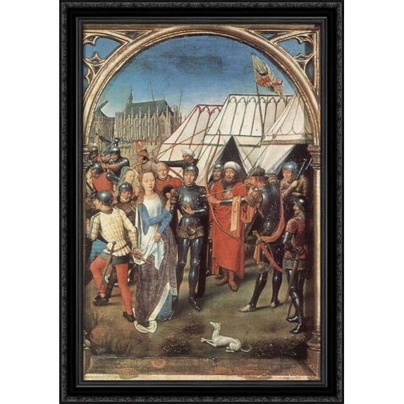 The Reliquary of St. Ursula 28x40 Large Black Ornate Wood Framed Canvas Art by Hans Memling