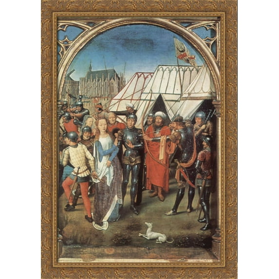 The Reliquary of St. Ursula 28x40 Large Gold Ornate Wood Framed Canvas Art by Hans Memling