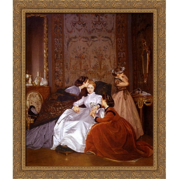The Reluctant Bride 28x34 Large Gold Ornate Wood Framed Canvas Art by Auguste Toulmouche
