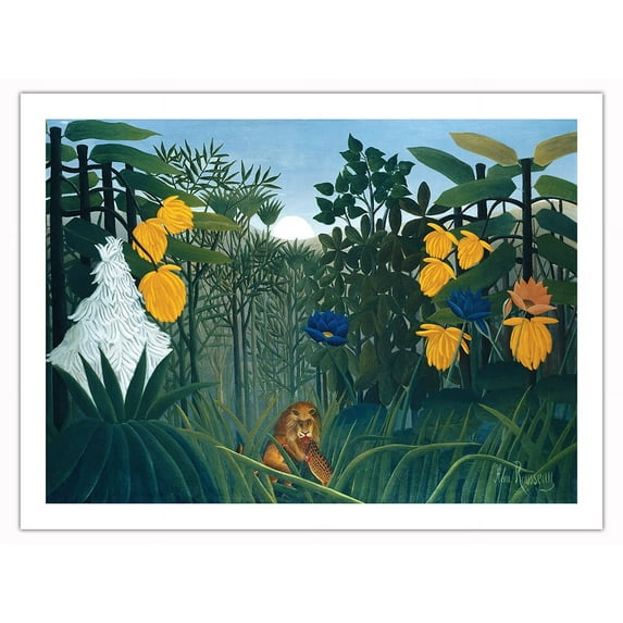 The Repast of the Lion - Vintage Painting by Henri Rousseau c.1907 - Bamboo Fine Art 290gsm Paper Print (Unframed) 24x32in