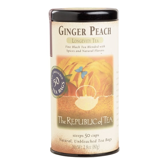 The Republic Of Tea Ginger Peach Black Tea 2.8 oz. Pack of 3