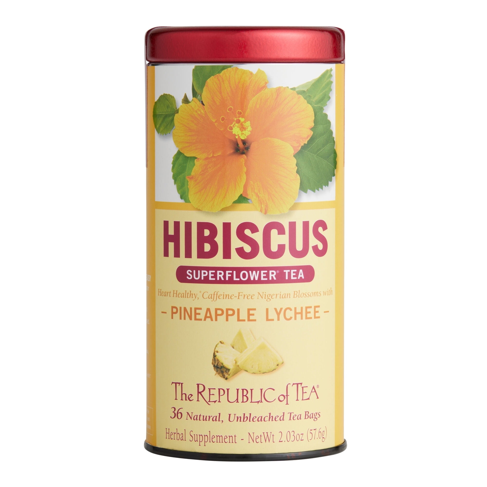 The Republic Of Tea Hibiscus Pineapple Lychee Tea 2.03 oz. Pack of 2