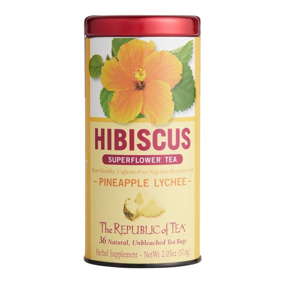 The Republic Of Tea Hibiscus Pineapple Lychee Tea 2.03 oz. Pack of 2