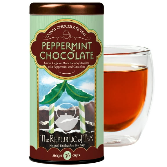 The Republic Of Tea Peppermint Cuppa Chocolate Tea, 36 Tea Bags, Rooibos Tea Dessert Blend