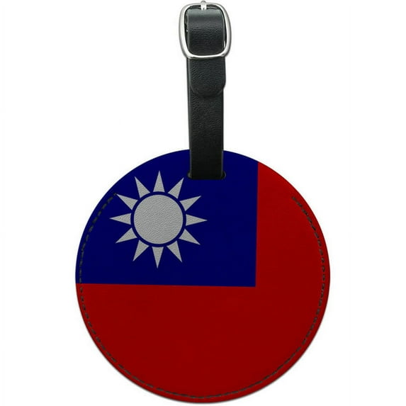 The Republic of China Taiwan National Country Flag Round Leather Luggage ID Tag